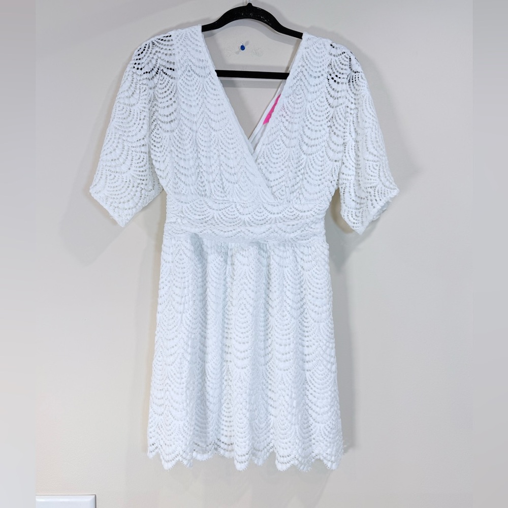 🔥NWOT Lily Pulitzer White Lace V-Neck Fit & Flare Dress Size 5